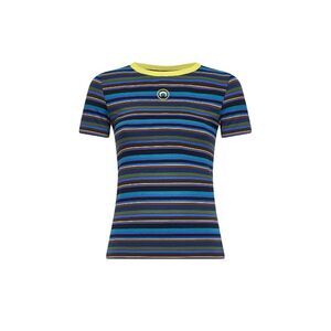 Marine Serre Women Striped Ribbed Jersey Moon Logo T-Shirt